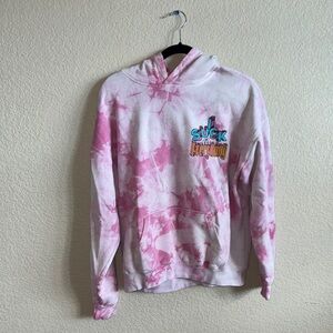 Pink Tie-Dye Hoodie with Bold Graphic